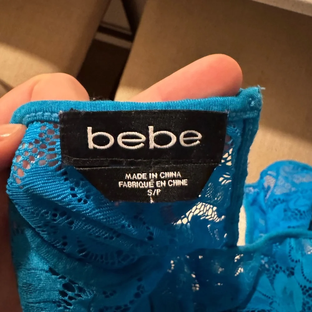 bebe blue lace mini dress - Picture 5 of 9